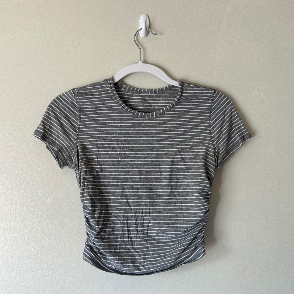 Gray Striped Lululemon Crop Top